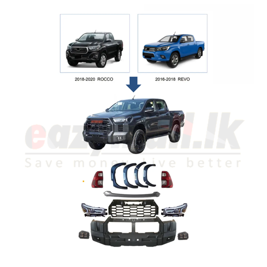 A Tundra-style bodykit, for Hilux Revo and Rocco models, featuring an aggressive front grille, bold bumper design, and wide fender flares.